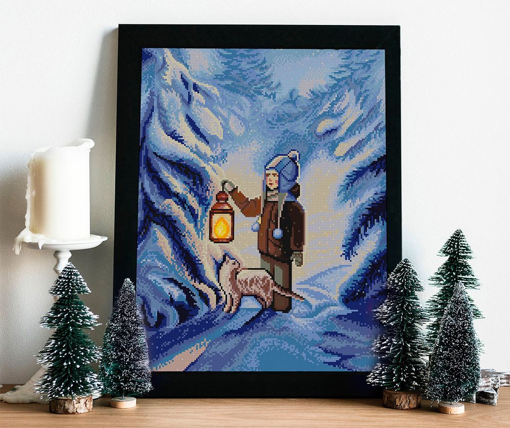 Алмазная (кристальная) мозаика Фрея, Зимний лес 40х50 см