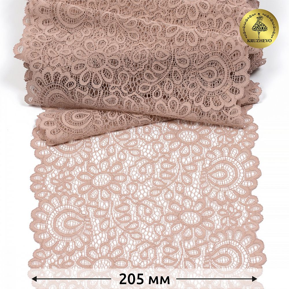 Кружево бельевое эластичное 205 мм / 25 м, YSTL00839, цв.168 серебристый пион, Kruzhevo