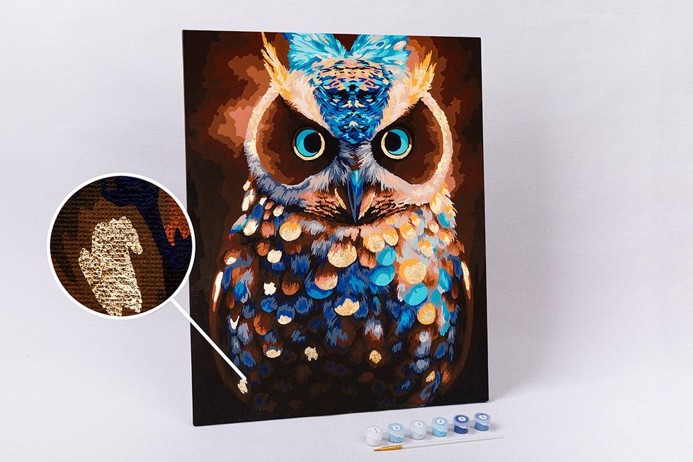 Картина по номерам Фрея, с поталью Волшебный филин, 50х40 см