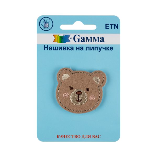 Нашивка на липучке, 1 шт, 01-005 Мишка 4х3.5 см, Gamma ETN