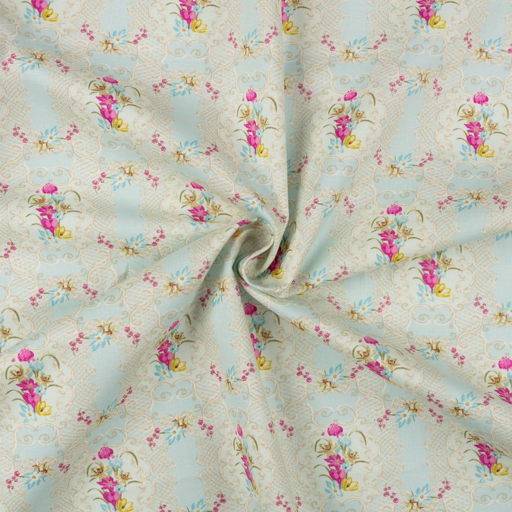 Ткань для пэчворка Peppy Весенний этюд, рулон 112 см / 5 метров, ВЭ-08 голубой, Peppy