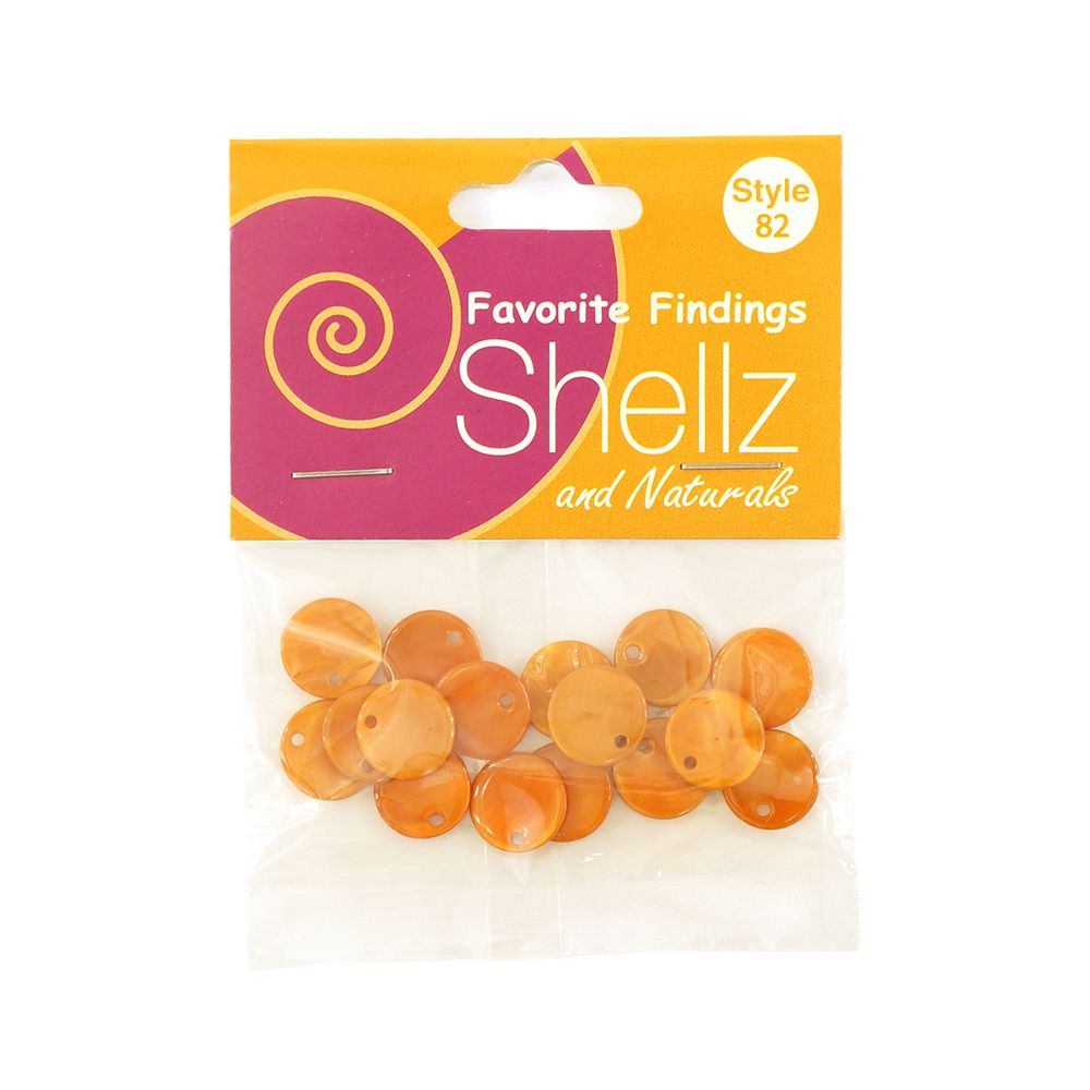 Пуговицы Shellz &amp; Natural Round River Shell Dangles 13 мм, оранжевый, 16 шт, Blumenthal Lansing