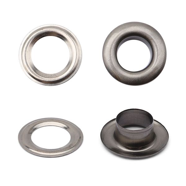 Люверсы металл ⌀7.3 мм (внутр.), h=5.4 мм, внешн. ⌀15.0 мм, №5, сталь, чер.никель, 100 шт, New Star