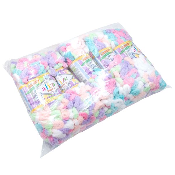 Пряжа Alize (Ализе) Puffy Color / уп.5 мот. по 100 г, 9м, 6526 секционный