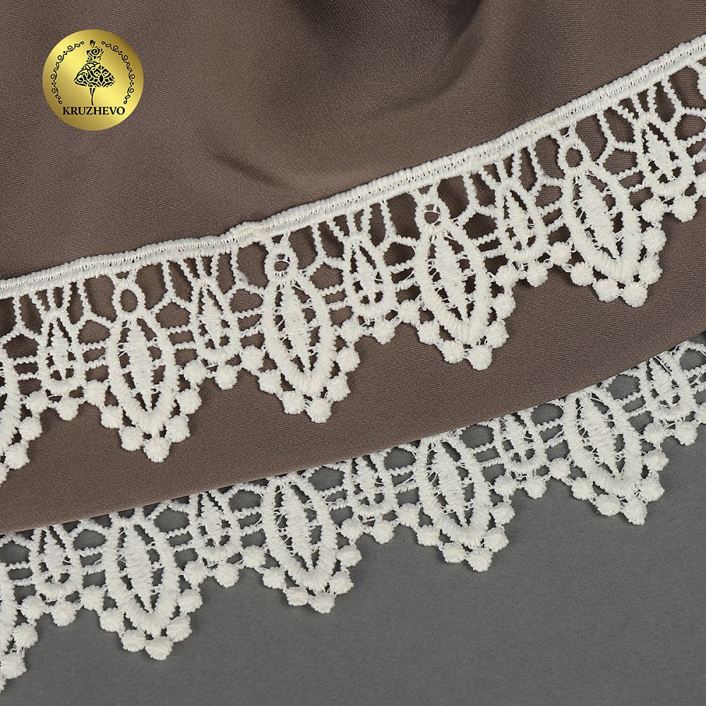 Кружево гипюр (плетёное) 40 мм, матовая нить, цв.02 молочный уп.13,71м, Kruzhevo