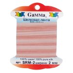 Лента (тесьма) шелковая 2.0 мм / 9.1±0.5 метров, M004 бл.розовый/гр.розовый, Gamma SRM-2