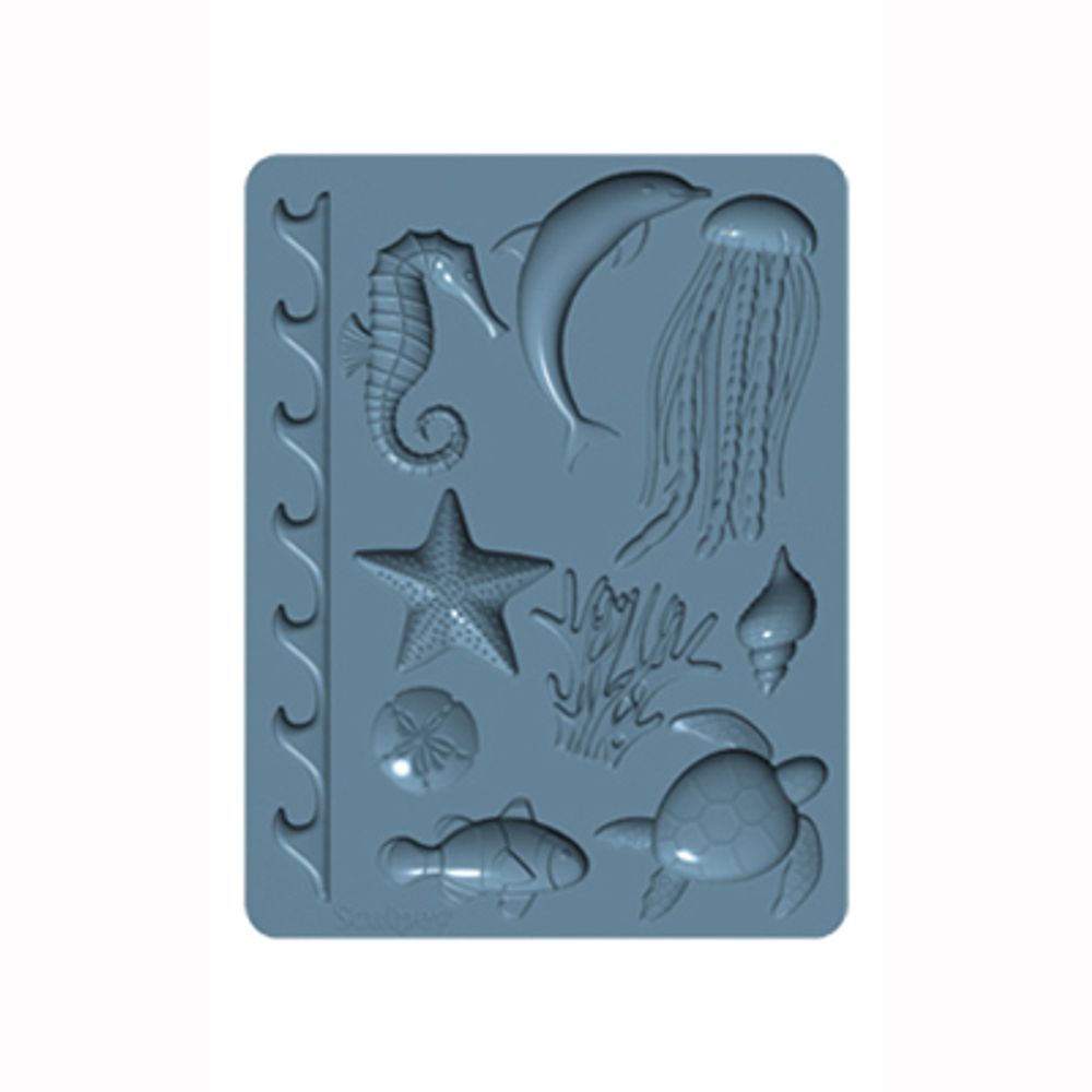 Форма силиконовая для слепков Sculpey Silicone Bakeable Mold, 61 Sea Life, Sculpey APM