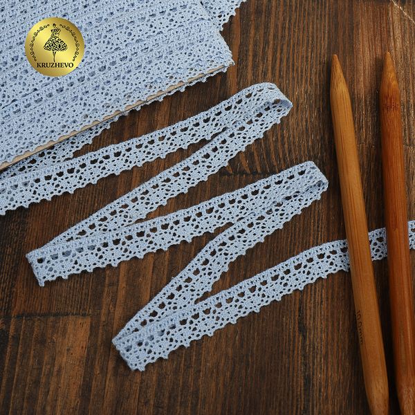 Кружево вязаное (тесьма) хлопковое 18мм арт.TR.1006 цв.голубой, уп.10м, Kruzhevo