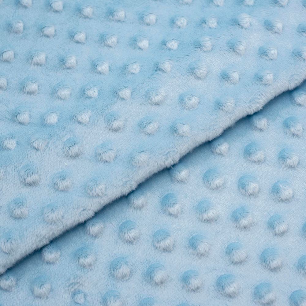 Плюш (ткань) Sovushka Minky dot 280 г/м², 45х50 см, ворс 2,5мм, голубой, 615622-3