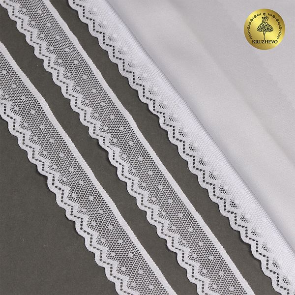 Кружево эластичное (стрейч) 25 мм, 8028, цв.01 белый уп.50м, Kruzhevo
