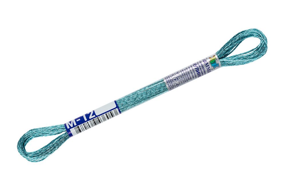 Мулине Gamma металлик, цв.М-12 бирюзовый, 12 мотков по 8 метров