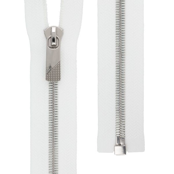 Молния металл Т8 (8 мм) 1 зам., разъем., 80 см, черный никель, 5 шт, №101 белый, Gamma KAP-8