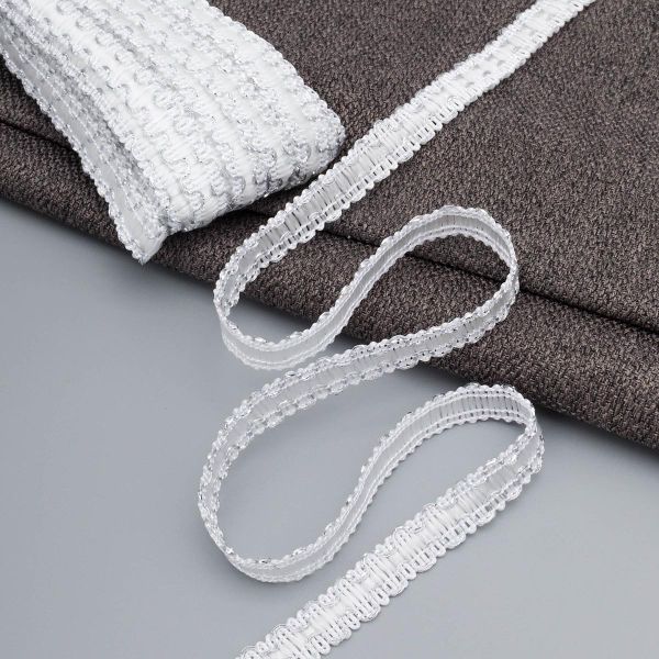 Тесьма отделочная вязаная 10 мм / 10 метров, рис 9254, белый/серебро, С3729г17/1