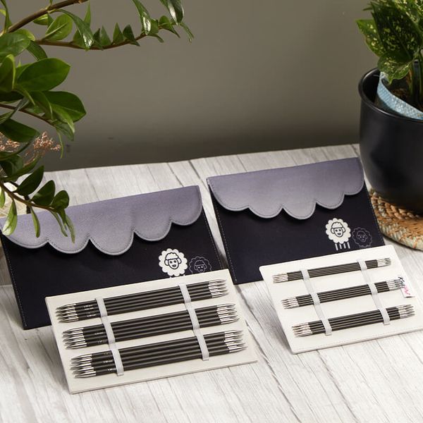 Набор чулочных спиц для вязания Knit Pro Karbonz 20см 6 видов спиц карбон, 41634