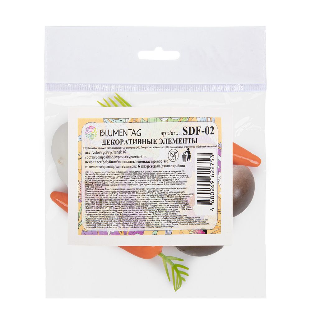 Декоративные элементы 6х6 шт, MIX 2, Blumentag SDF-02