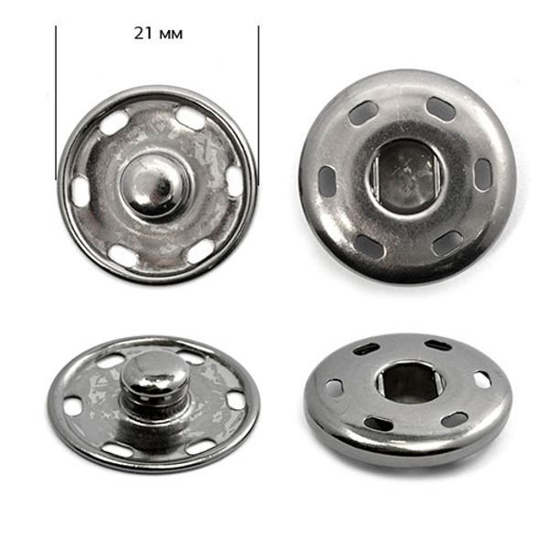 Кнопка пришивная металл ⌀21.0 мм, цв.никель черный, уп., 50 шт, TBY