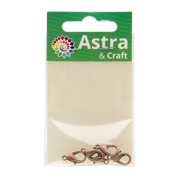 Замок для бус карабин, 14 мм, 5 шт/упак, Astra&Craft (медь), 4AR2042