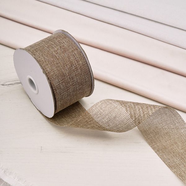 Лента джутовая 60.0 мм / 15 метров, цв. льняной, 3AR3225