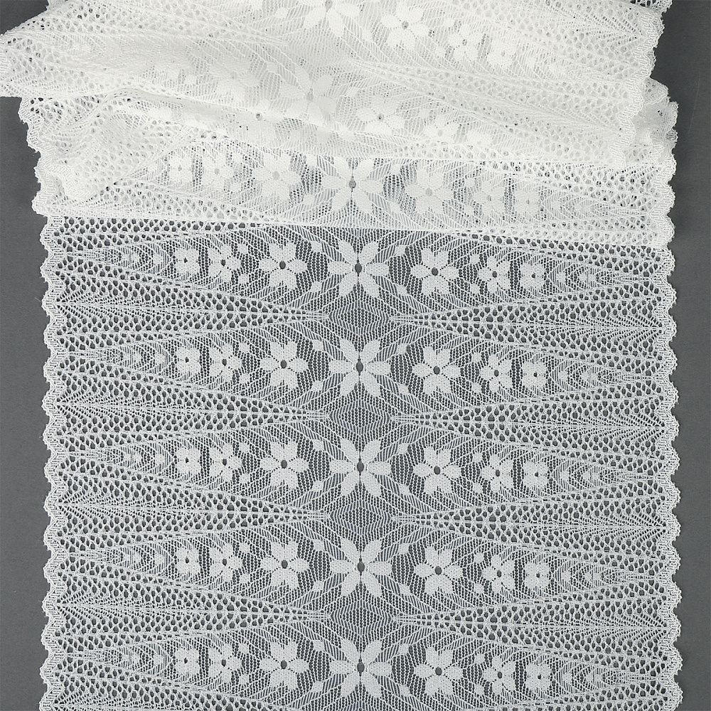 Кружево бельевое эластичное 220 мм / 18 м, 1909, цв.004 белый, Kruzhevo