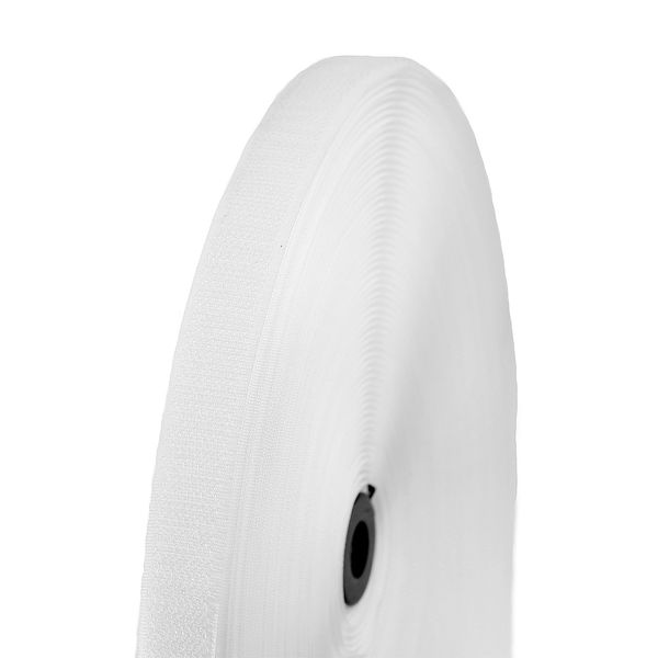 Лента контактная липучка (велкро) пришивная 20 мм / 25 метров, белый, КРЮЧОК, M10014, качество 