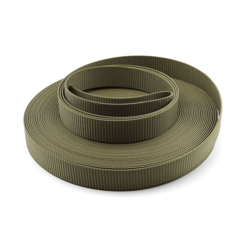 Стропа (ременная лента) 35 мм / 25 метров, толщ. 2.0 мм, [67 г/пог.м], 100% нейлон, хаки