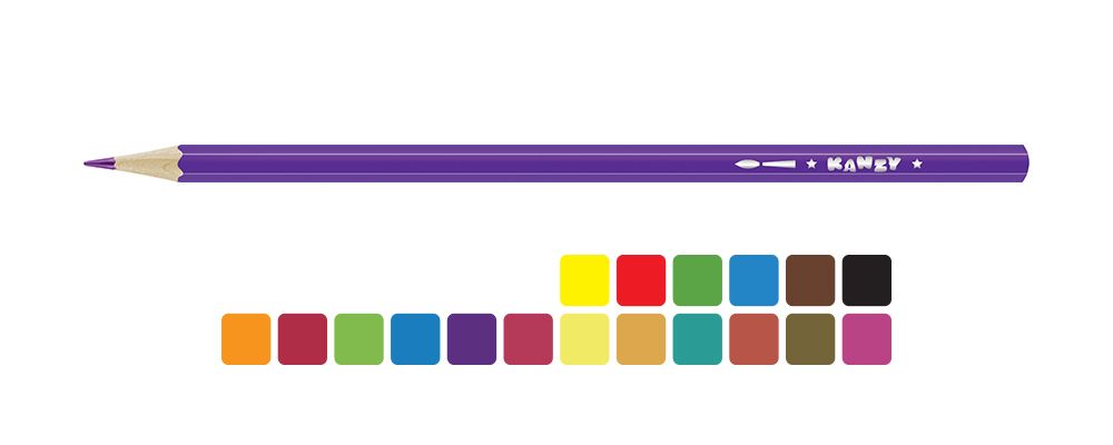 Карандаш акварельный в наборе заточенный 4х18 цв. /РП/, Kanzy WCP-2018
