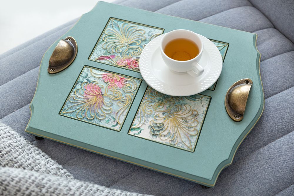 Заготовка из МДФ Поднос для 4-х плиток, OLIV-6 Love2art