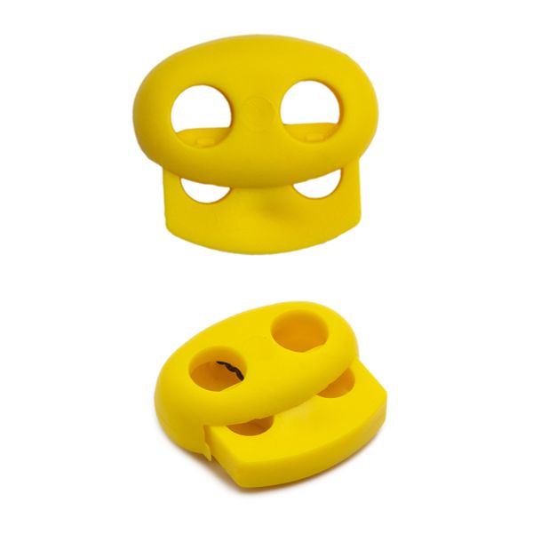 Фиксатор (зажим) для шнура пластик 2 отв., ⌀4.0 мм, 14х17 мм, овал малый ПП, желтый, 100 шт