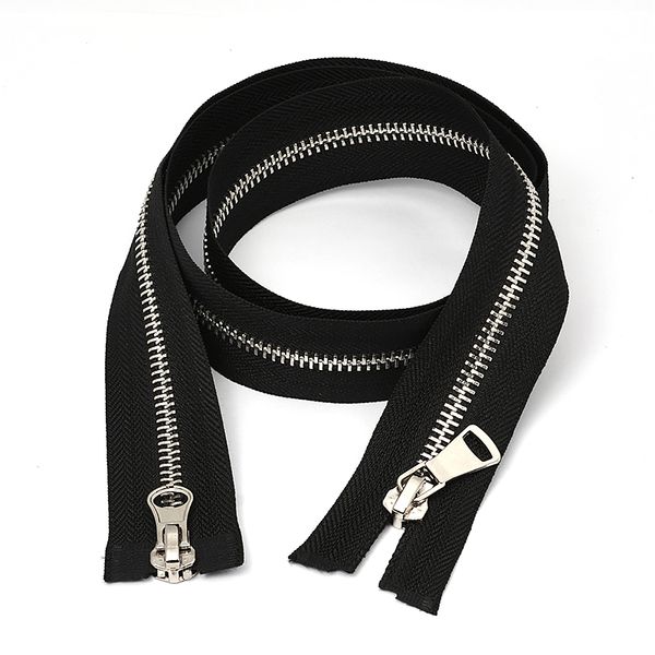 Молния металл Т5 (5 мм) 2 зам., разъем., 75 см, никель, шлиф.звено, цв.F322 черный уп.10 шт