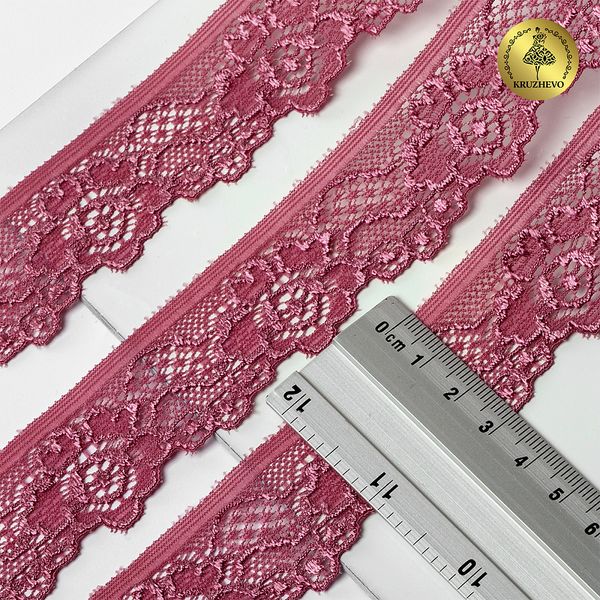 Кружево эластичное (стрейч) 30 мм, L839, цв.2925/S256 розовый рубин уп.50м, Kruzhevo