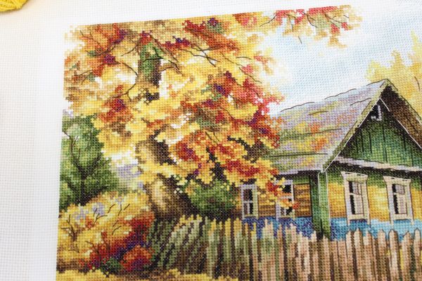 Набор для вышивания нитками МП Студия, Домик на пригорке, 40х50 см