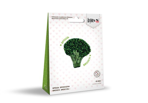 Набор для вышивания бисером Klart, Брошь Брокколи, 5,5х5,5 см