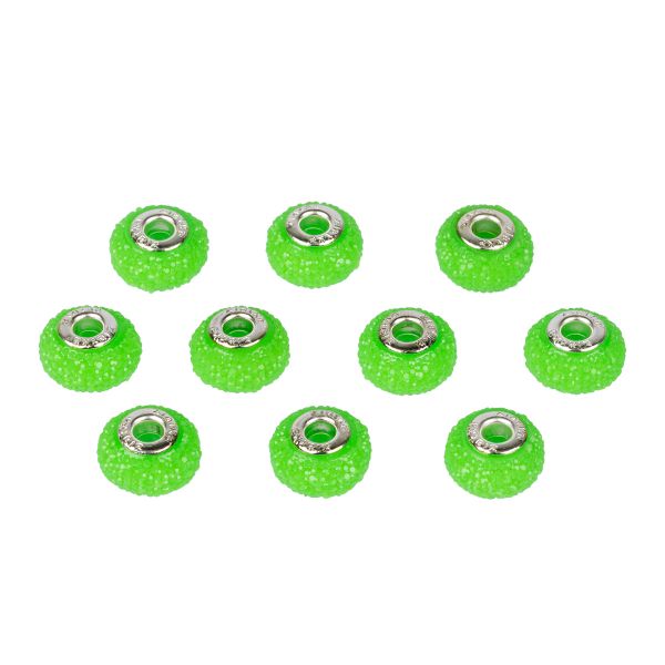 Бусины шармы ⌀16 мм, 10 шт, смола, №17 зеленый/неон, Zlatka RFB-16