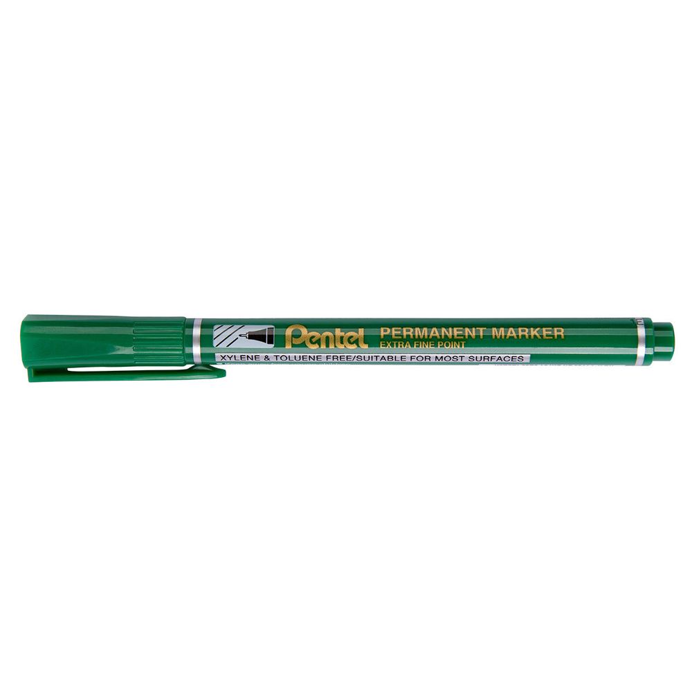 Маркер перманентный Fine Point пулевидный 12 шт, NF450-D зеленый, Pentel