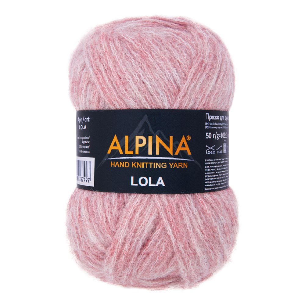Пряжа Alpina Lola / уп.10 мот. по 50 г, 115 м, 06 розовый