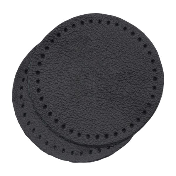 Заплатки пришивные из кожи, круг ⌀6см с перфорацией, 2 шт, 100% кожа, 01 черный, 9111