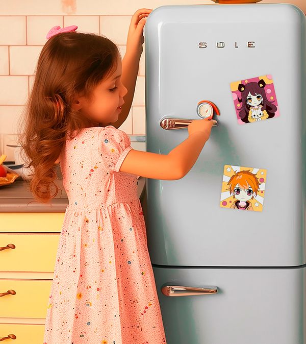 Картина по номерам Фрея PNBM-016, Милые анимешки, (на магните) 9х9 см