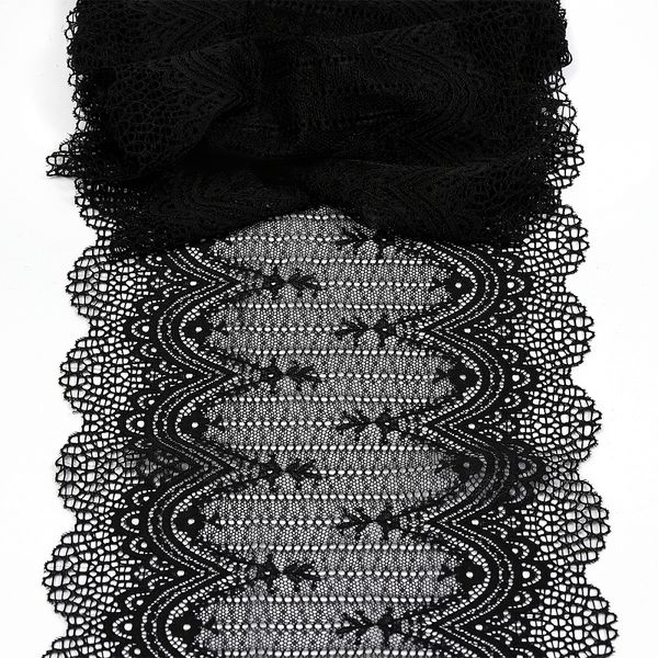 Кружево бельевое эластичное 230 мм / 10 м, 8037, цв.черный, Kruzhevo