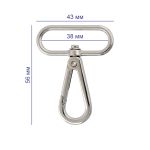 Карабин металл 38.0 мм (56х43 мм), 10 шт, 06 черн.никель, Gamma GH 111/38/10