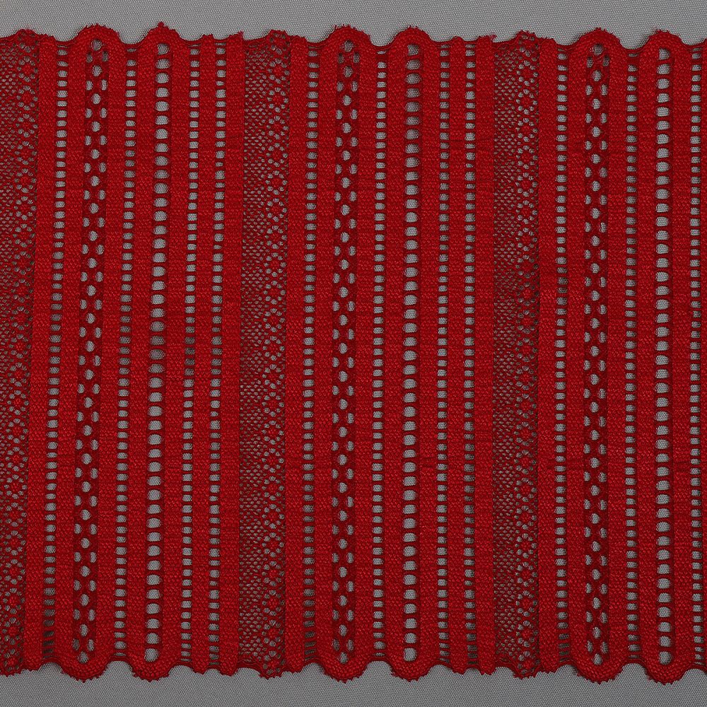 Кружево бельевое эластичное 180 мм / 25 м, 246, цв.100 красный, Kruzhevo