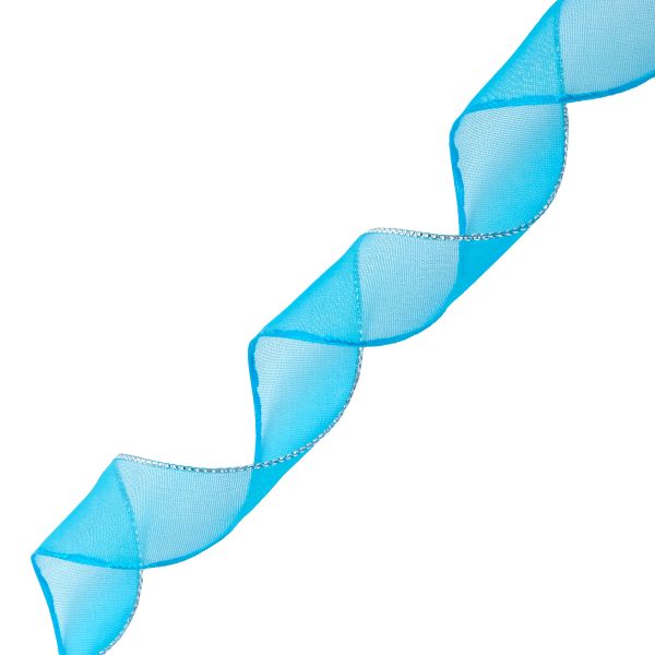 Лента капроновая (органза) для сборки бантов с метанитью 20 мм, 25м HRPL-1011S (HO-034 бирюзовый)