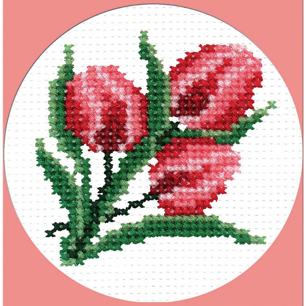 Набор для вышивания нитками РС Студия, Тюльпаны 8х8 см