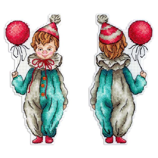 Набор для вышивания нитками МП Студия Р-1114, на пластиковой канве Юный клоун 16х8 см