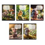 Тетрадь ученическая школьная, A5 18 л. на скобе 65 г/м², белизна 100% 20 шт клетка, 01414 Любопытные мордочки, Светоч Т75