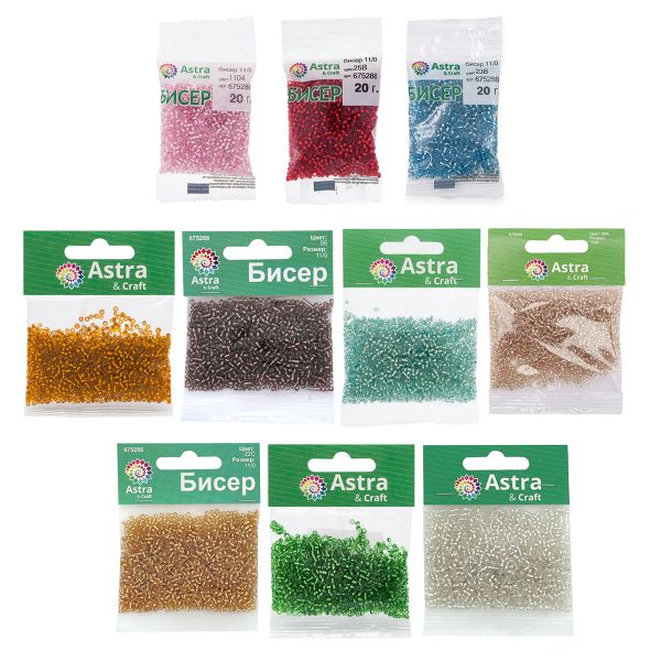 Набор бисера 11/0 ассорти №27 в тубе, 10 цветов, Astra&Craft