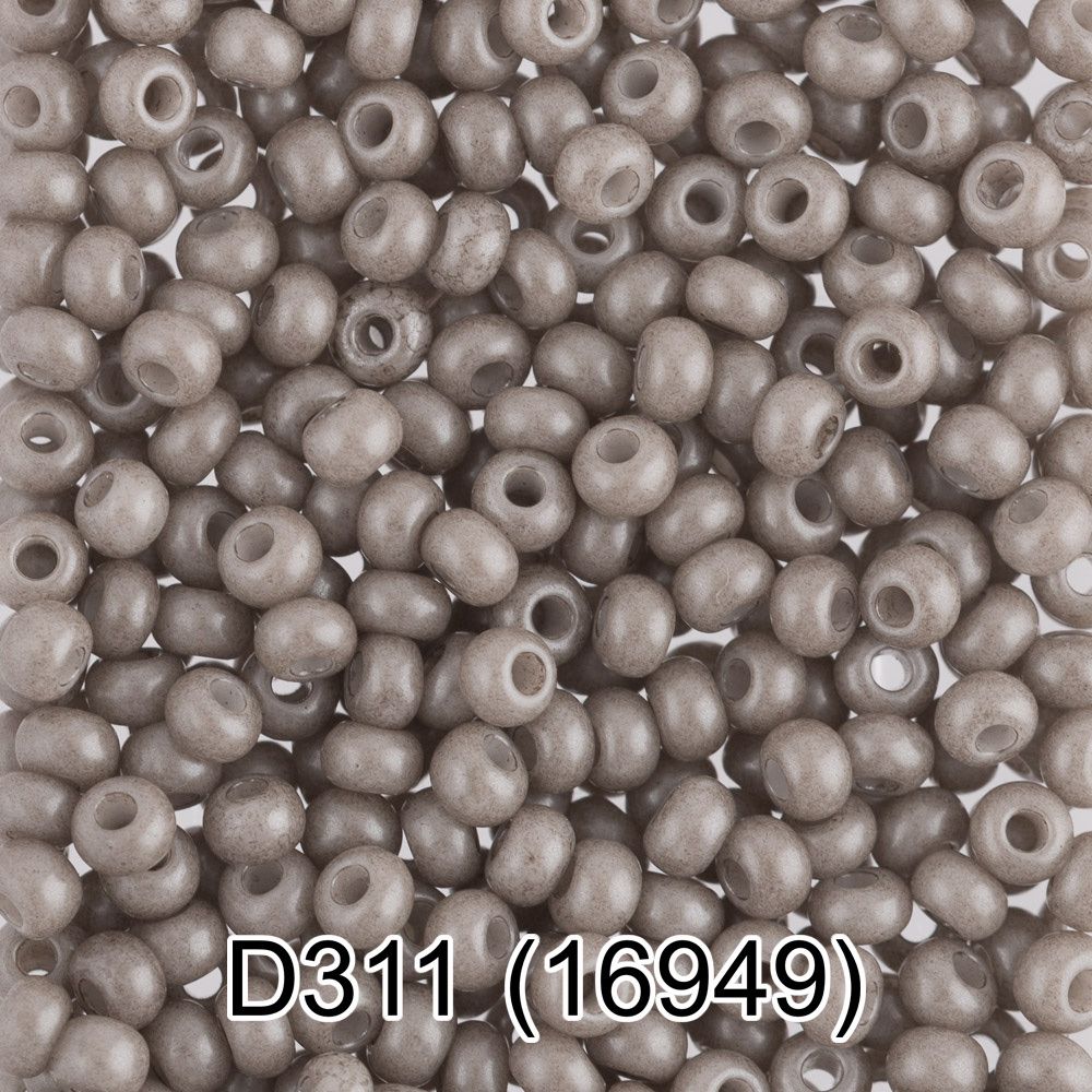 Бисер Preciosa круглый 10/0, 2.3 мм, 10х5 г, 1-й сорт, D311 серый, 16949, круглый 4