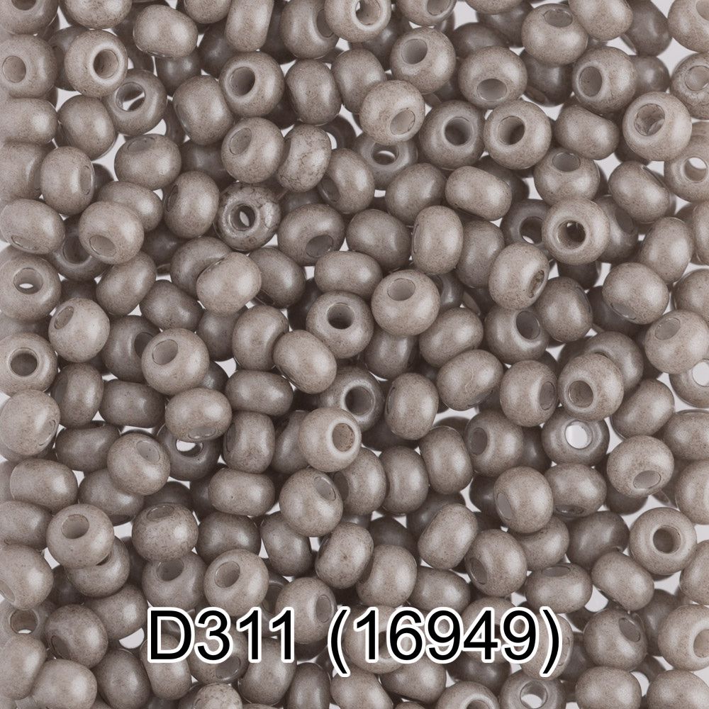 Бисер Gamma 10/0 (2.3 мм), 150 г (10х5 г), D311 серый, 16949, круглый 4