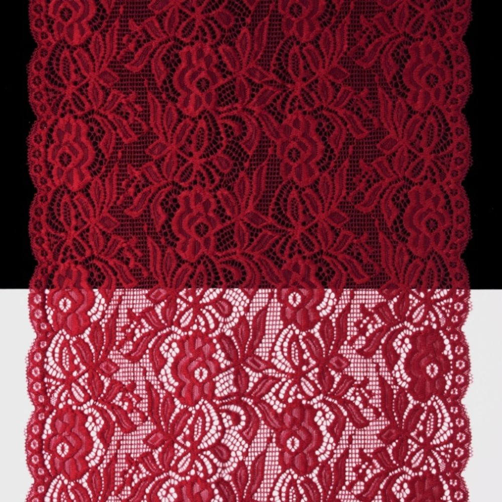 Кружево бельевое эластичное 300 мм / 13.72 м, цв. C520 т.красный
