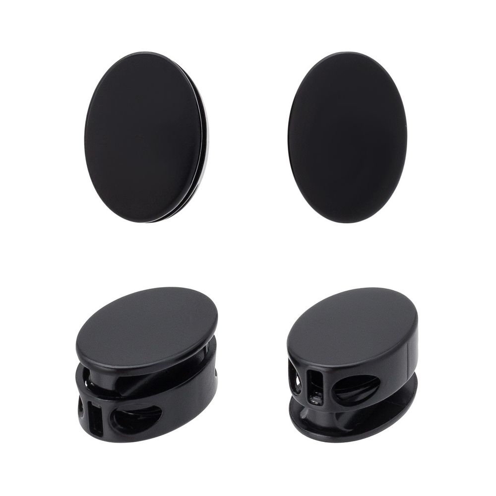 Фиксатор (зажим) для шнура металл 2 отв., ⌀3.5 мм (14х20 мм), овальный, черный матовый, ГД15443, 10 шт