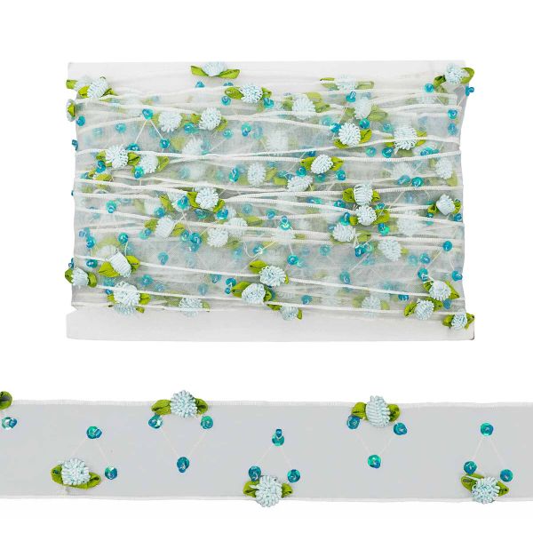 Тесьма отделочная капрон 4,1 см / 18,28 м (голубой), 0385-4090